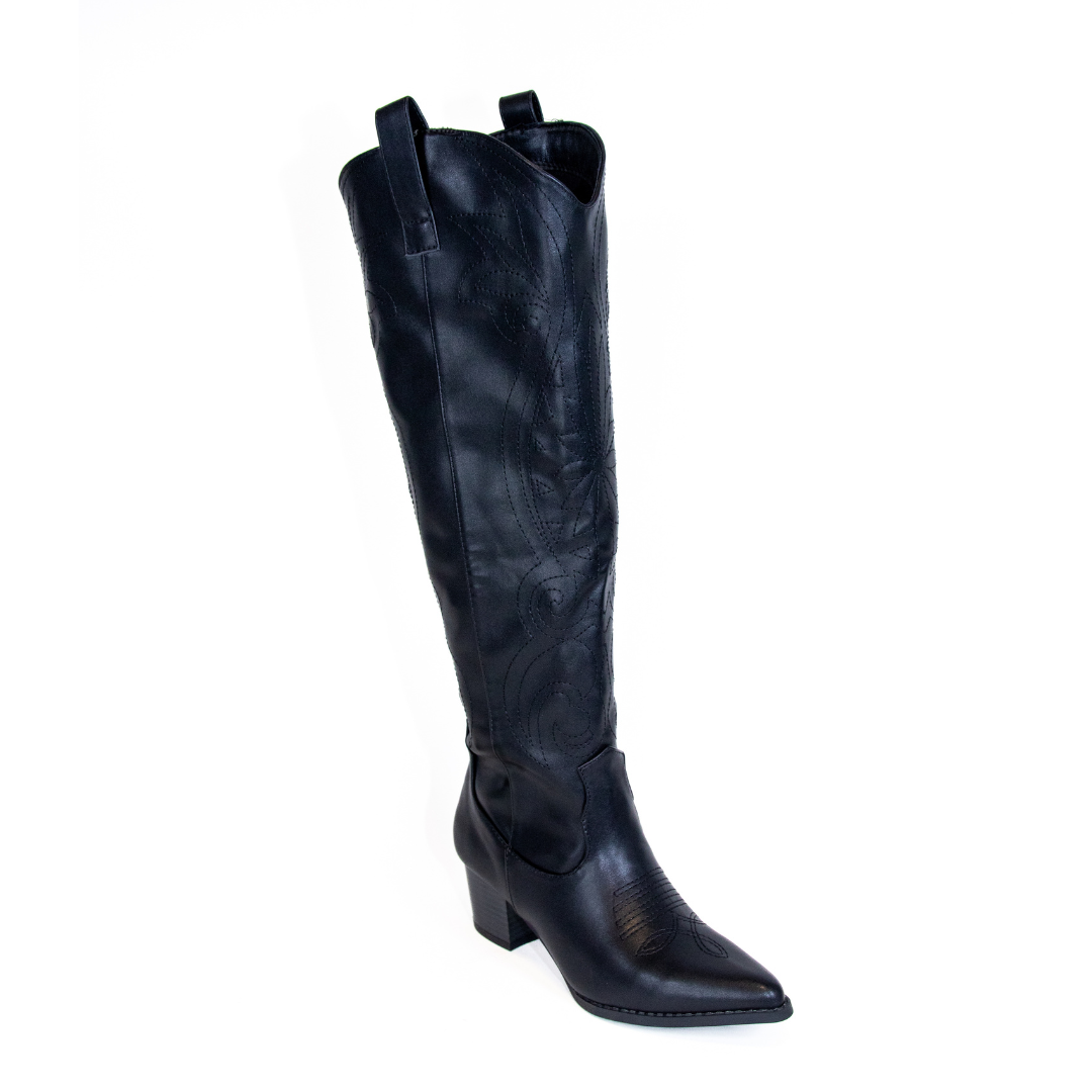 Kendra-31 Knee-Length Cowboy Boots with Pointed Edge
