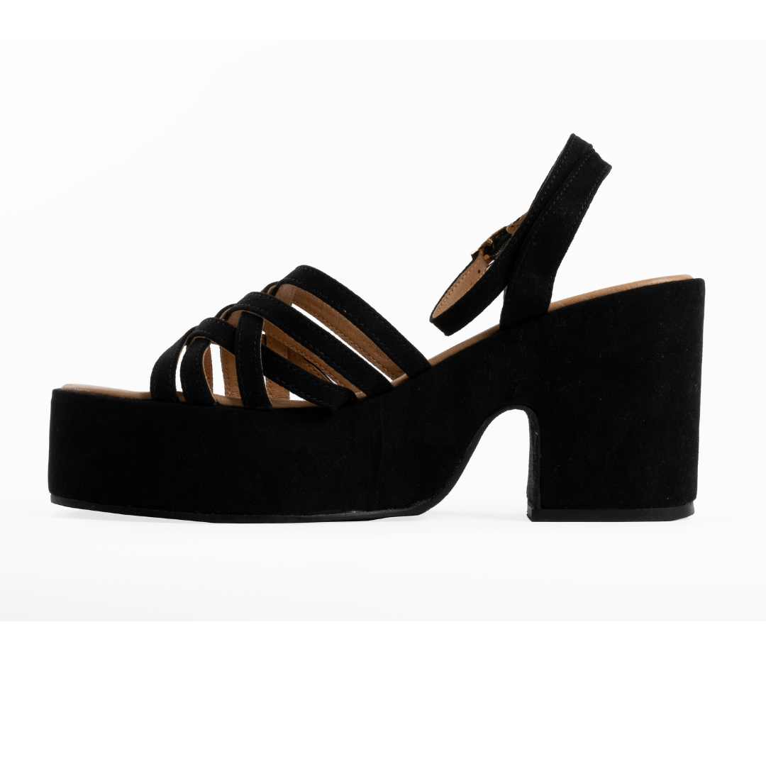 Rover Suede Strappy Chunky Block Heel