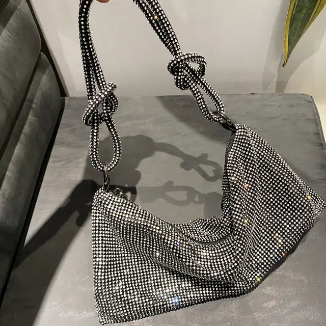 Handmade Rhinestones Silver Shiny Crystal Wedding Clutch Bag / Purses / Handbag