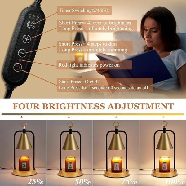 Candle Warmer Lamp with Timer, Electric Candle Wax Warmer for Various Size Candle Jar - Image 4