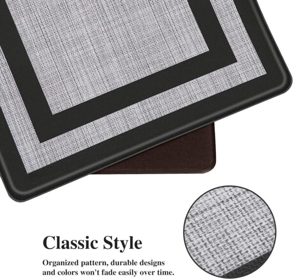 Mattitude Kitchen Mat 2 PCS Cushioned Anti-Fatigue Non-Skid Waterproof Rugs Black and Gray - Image 6